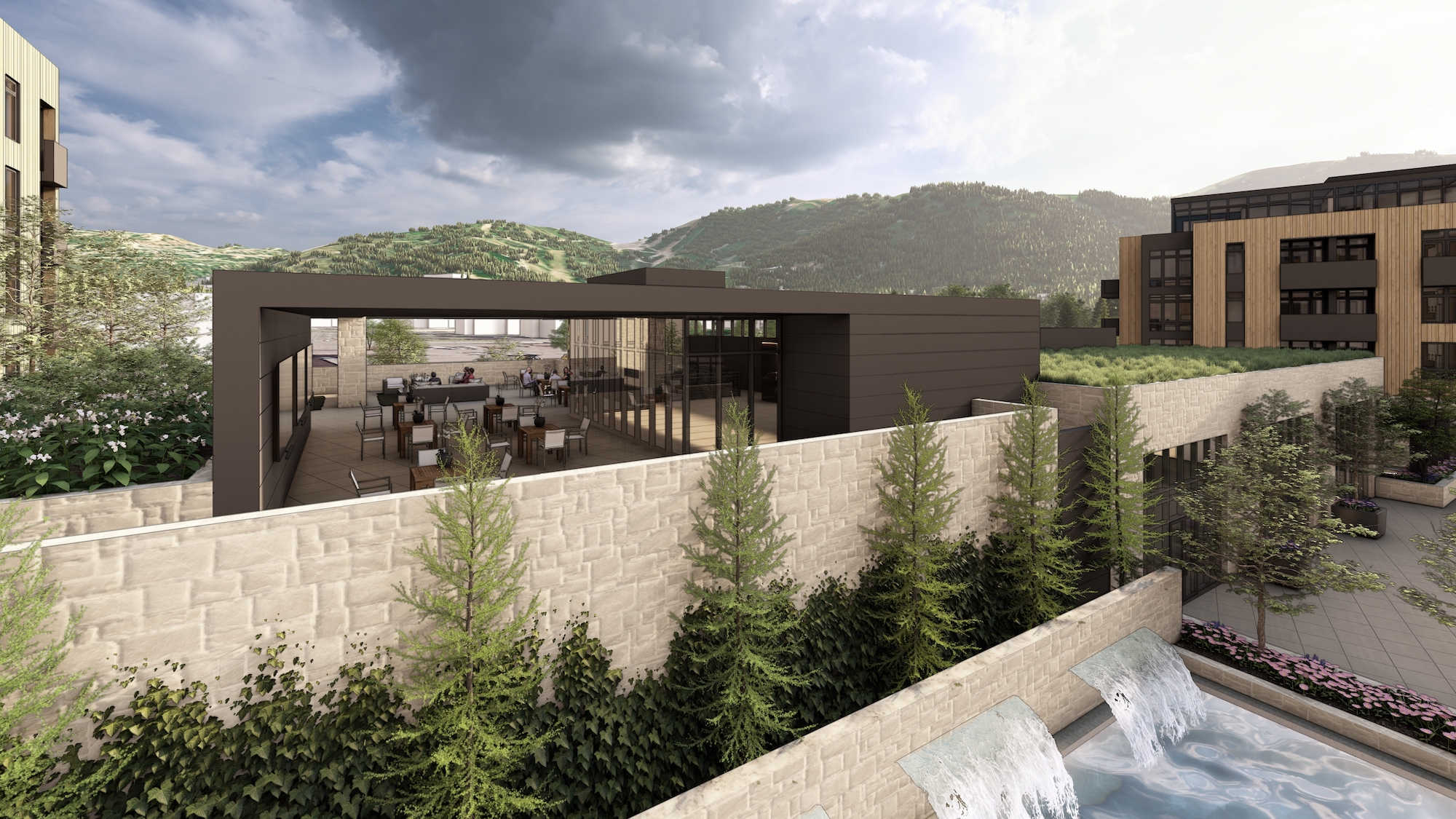 Artistic rendering of 1800 Park restaurant mountain views